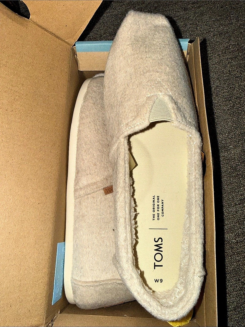 TOMS Oatmeal Melange Day Dreamer Heavy Felt With Faux Shearling Alpargata Faux